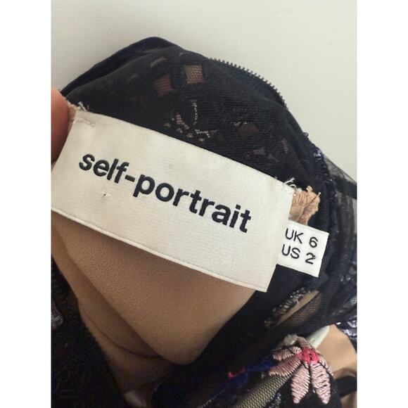 Self Portrait Floral Vine Overlay Mini Dress Sz. 2 - Picture 7 of 9